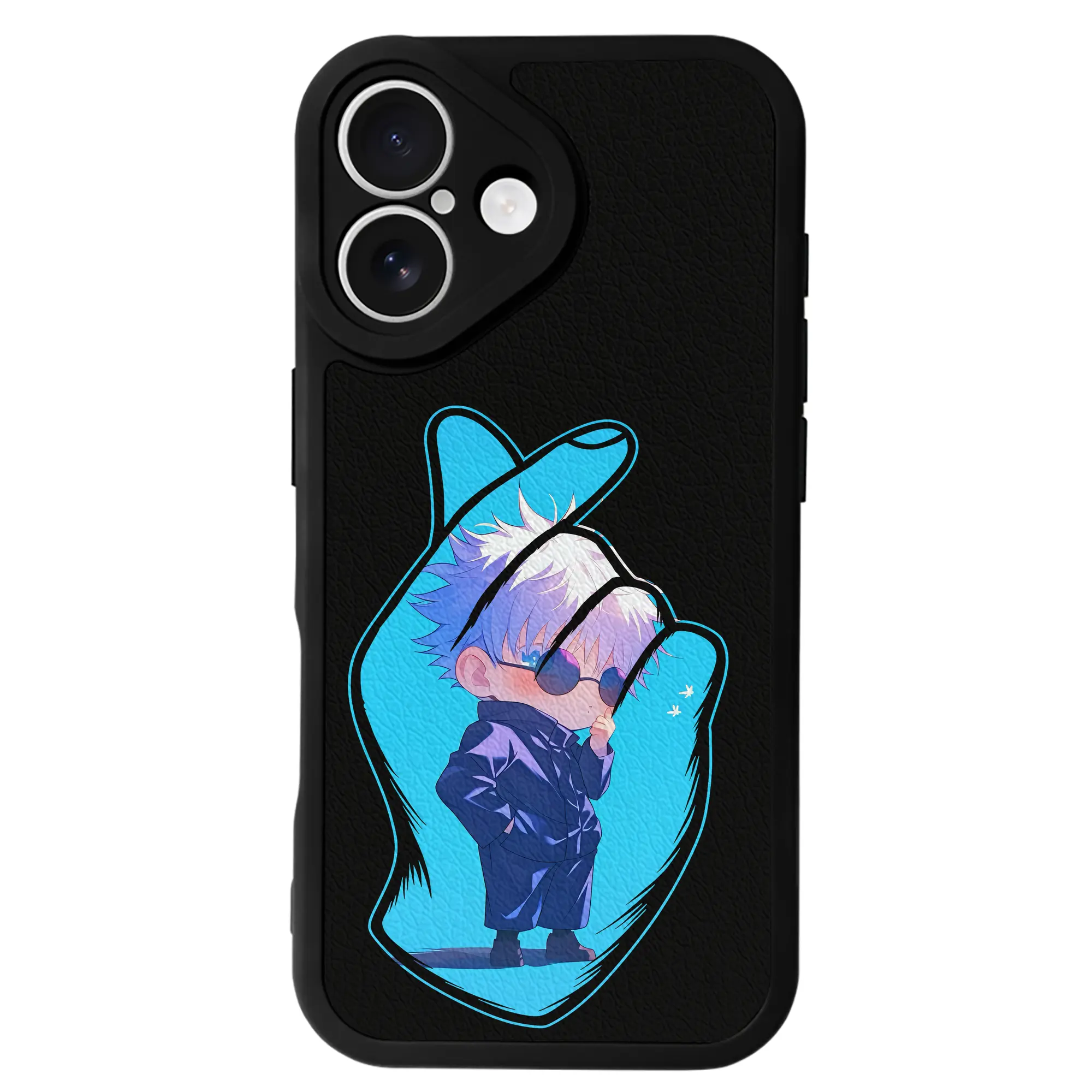 呪術廻戦 グッズ,五条 悟 - IPhone 16シリーズ対応 ・ シリコンスマホケース ・ レザー調 ・ 高精度フィット ・ 耐衝撃 ・ ワイヤレス充電対応 ・ 精密カット